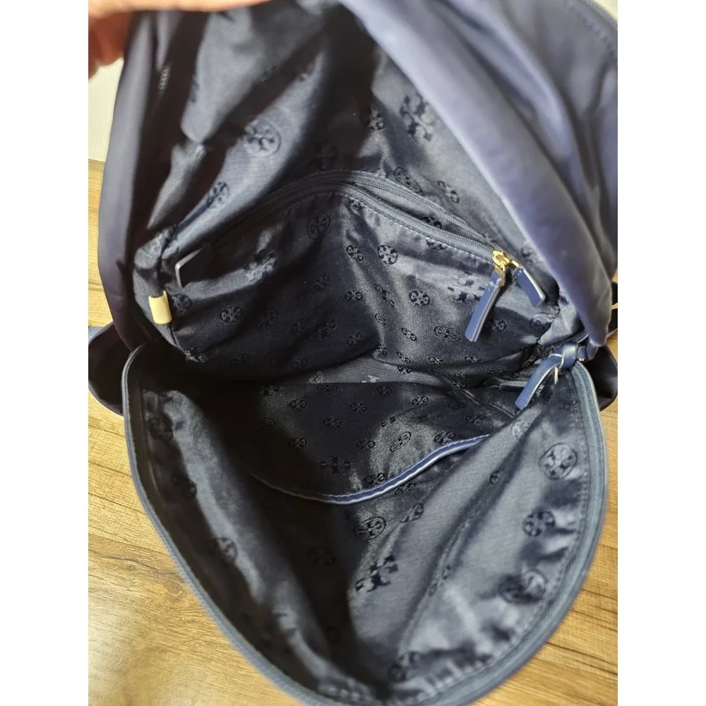 Tory Burch Ella Navy Blue Nylon Backpack Travel School